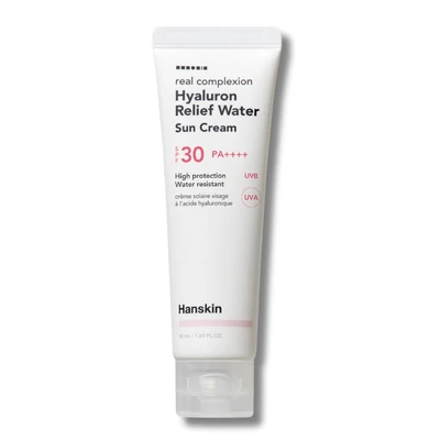hanskin real complexion hyaluron relief water sun cream spf30 vízálló fényvédő