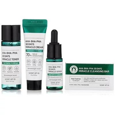 Some By Mi AHA BHA PHA 30 Day Miracle Starter Kit - Hab, tonik, krém és szérum készlet problémás bőrre