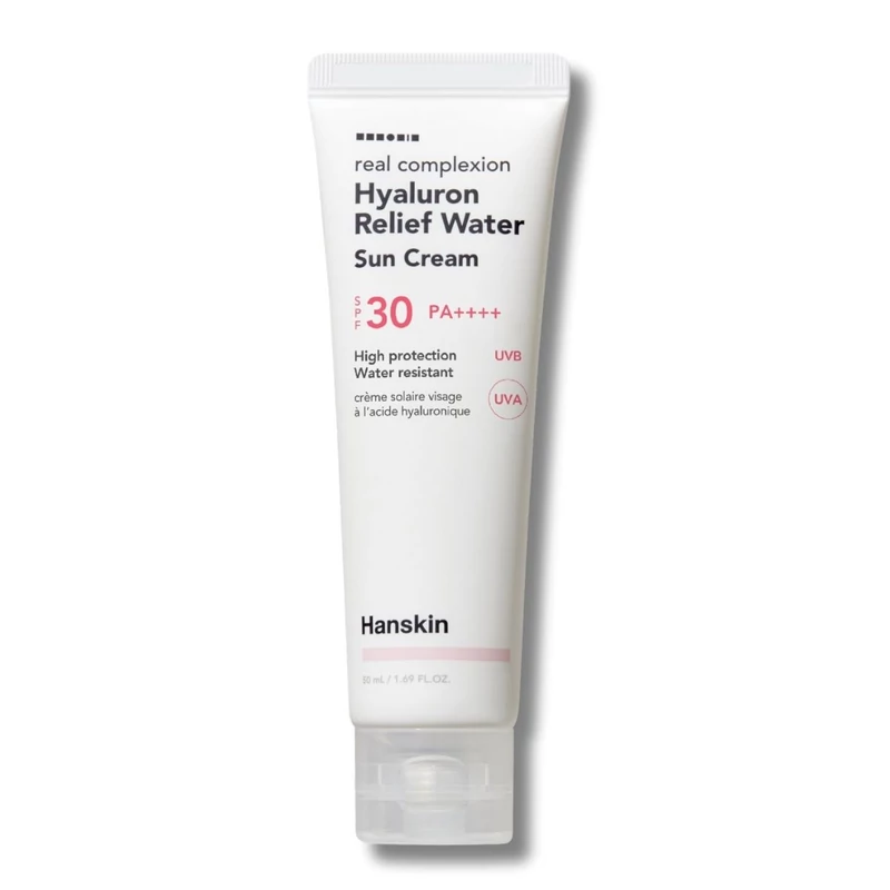 hanskin real complexion hyaluron relief water sun cream spf30 vízálló fényvédő