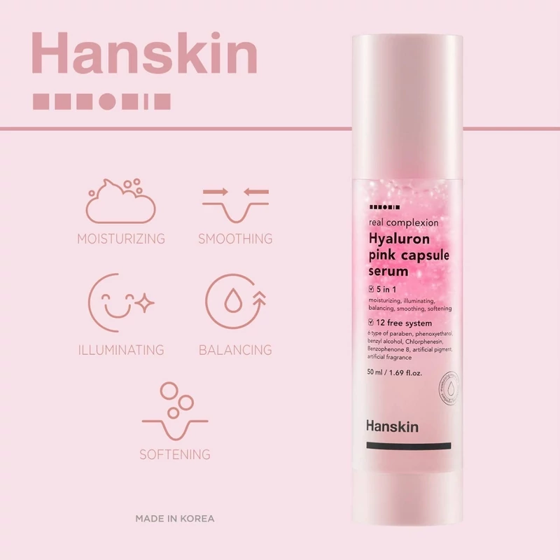 hanskin real complexion hyaluron pink capsule serum hidratáló szérum hialuronsavval