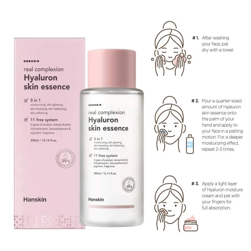 hanskin real complexion hyaluron skin essence hidratáló esszencia hialuronsavval