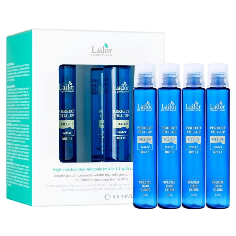 LADOR Perfect Hair Fill-Up - intenzív hajfeltöltő ampulla sérült hajra 4x13ml