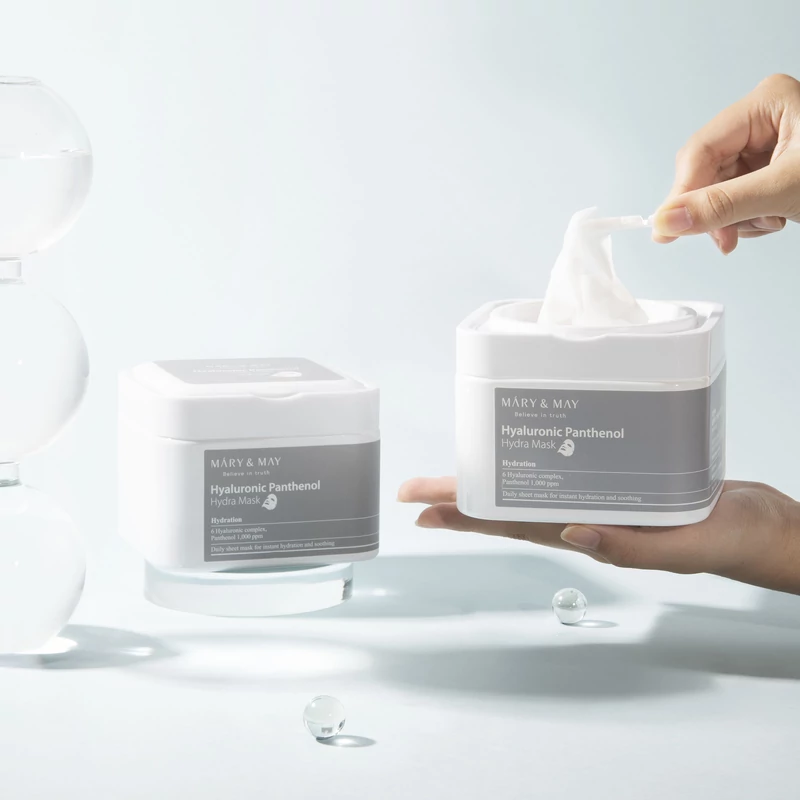 MARY&amp;MAY Hyaluronic Panthenol Hydra Mask - hidratáló és bőrnyugtató arcmaszk 30db